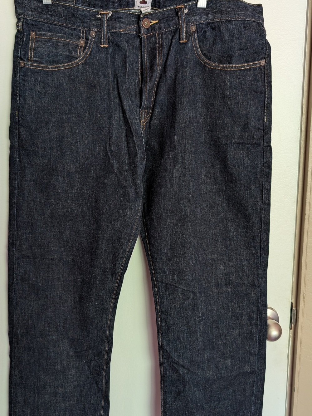 Tellason Men's Dark Indigo Jeans - Classic Straight Fit 30x28